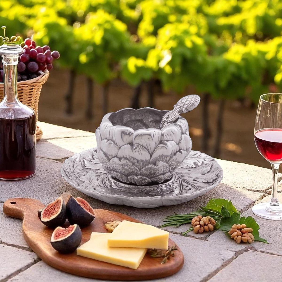 Arthur Court Grape Artichoke Condiment Set 3 piece