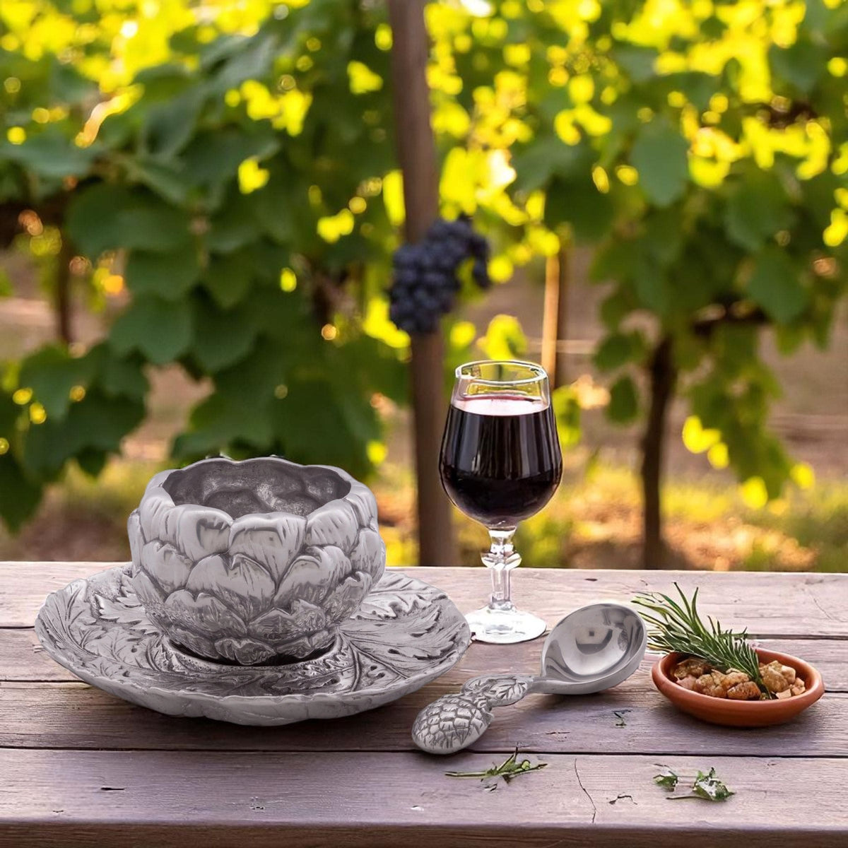 Arthur Court Grape Artichoke Condiment Set 3 piece