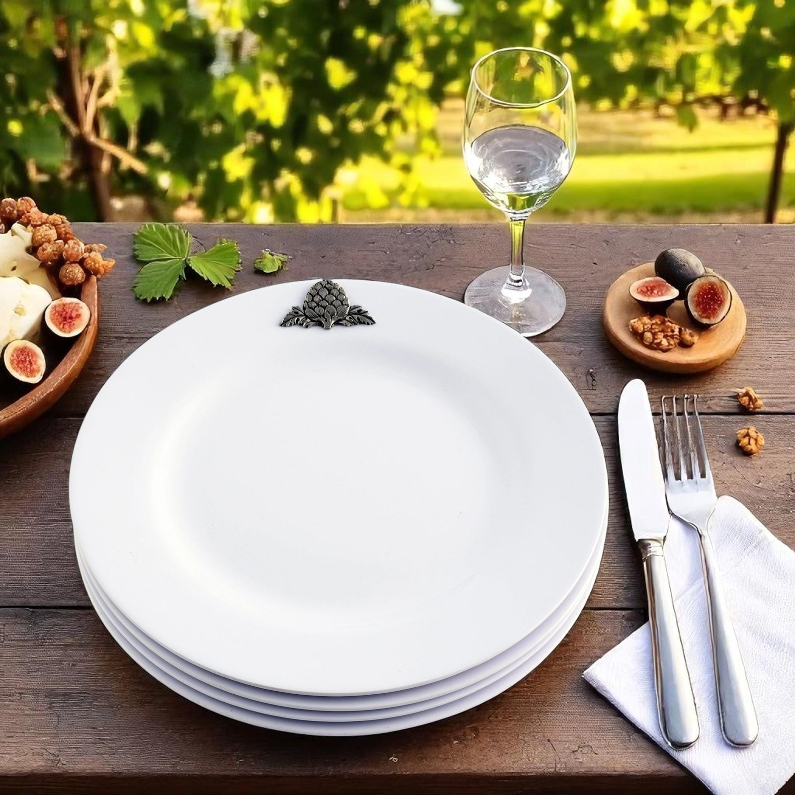 Arthur Court Grape Artichoke Melamine Lunch Plates - Set of 4