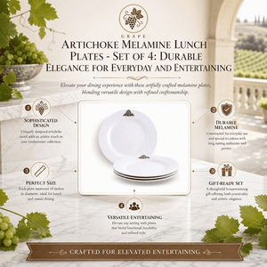 Arthur Court Grape Artichoke Melamine Lunch Plates - Set of 4