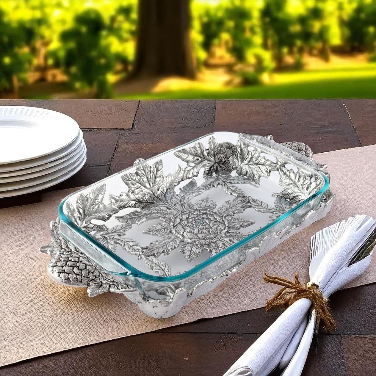 Arthur Court Grape Artichoke Pyrex Holder 3qt