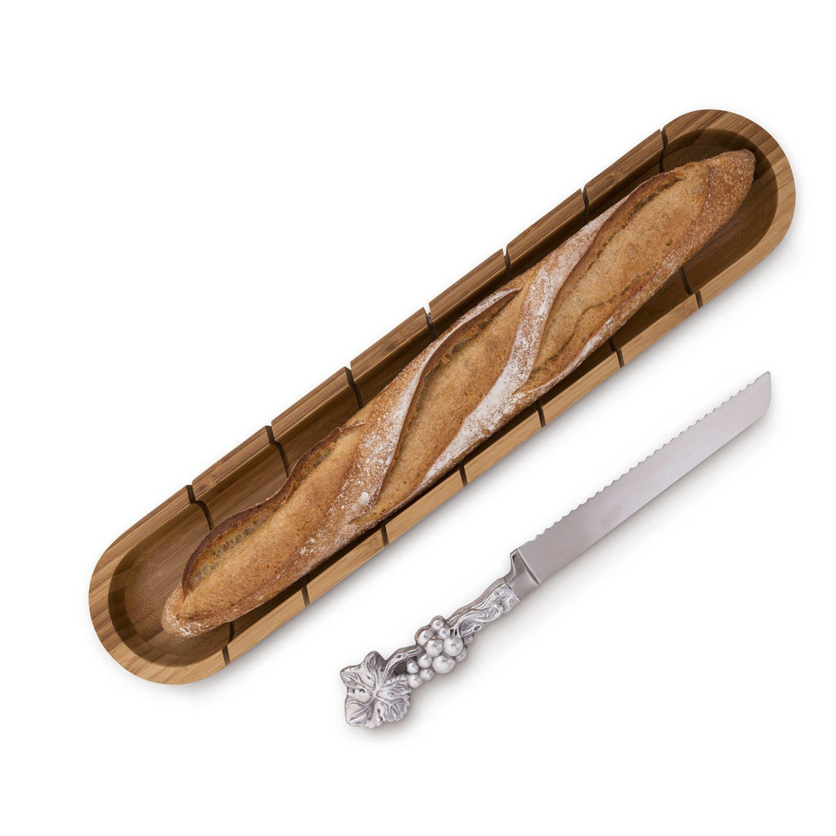 Arthur Court Grape Baguette Board with Grape Bread Knife