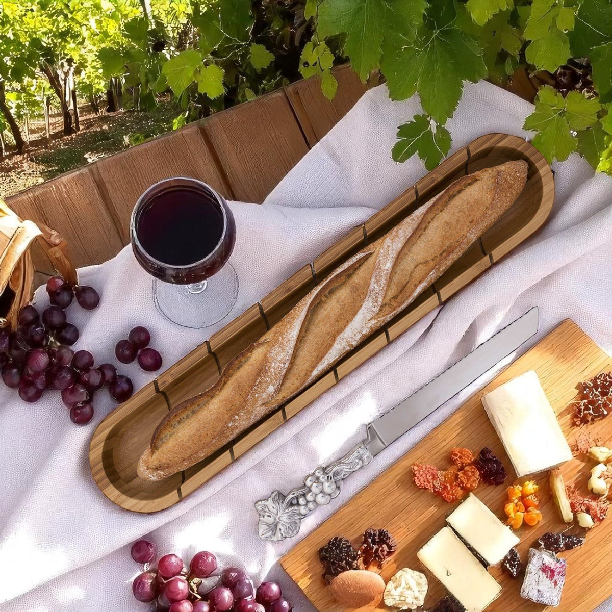 Arthur Court Grape Baguette Board with Grape Bread Knife