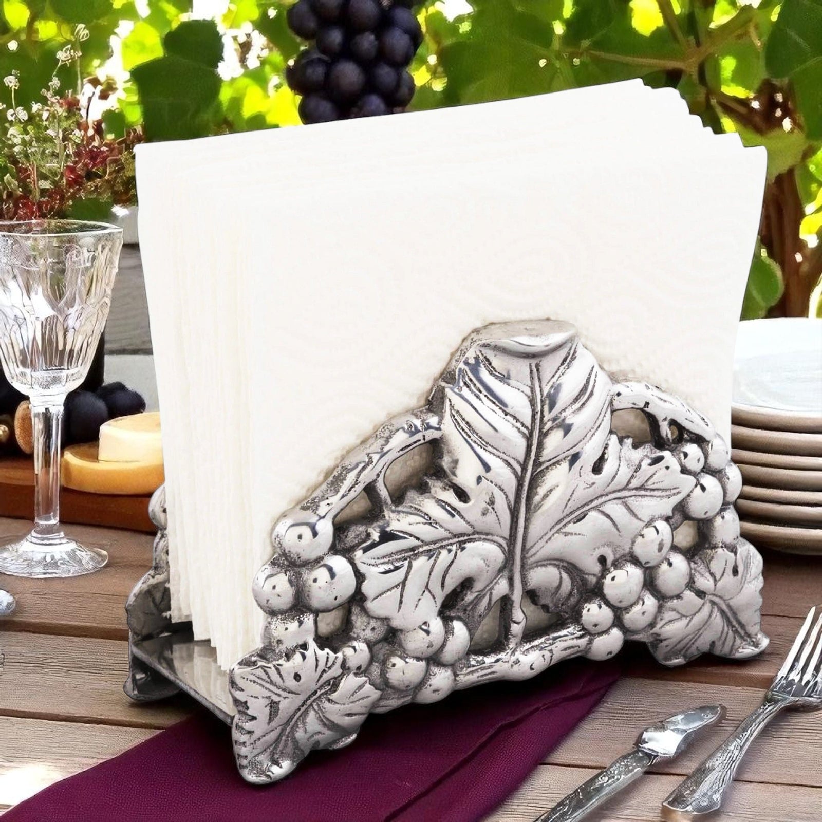Arthur Court Grape Grape 6 Napkin Holder