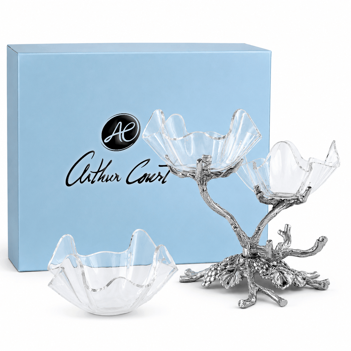 Arthur Court Grape Grape Acrylic Bowls 3-Tiered Stand