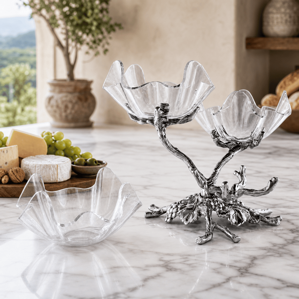 Arthur Court Grape Grape Acrylic Bowls 3-Tiered Stand