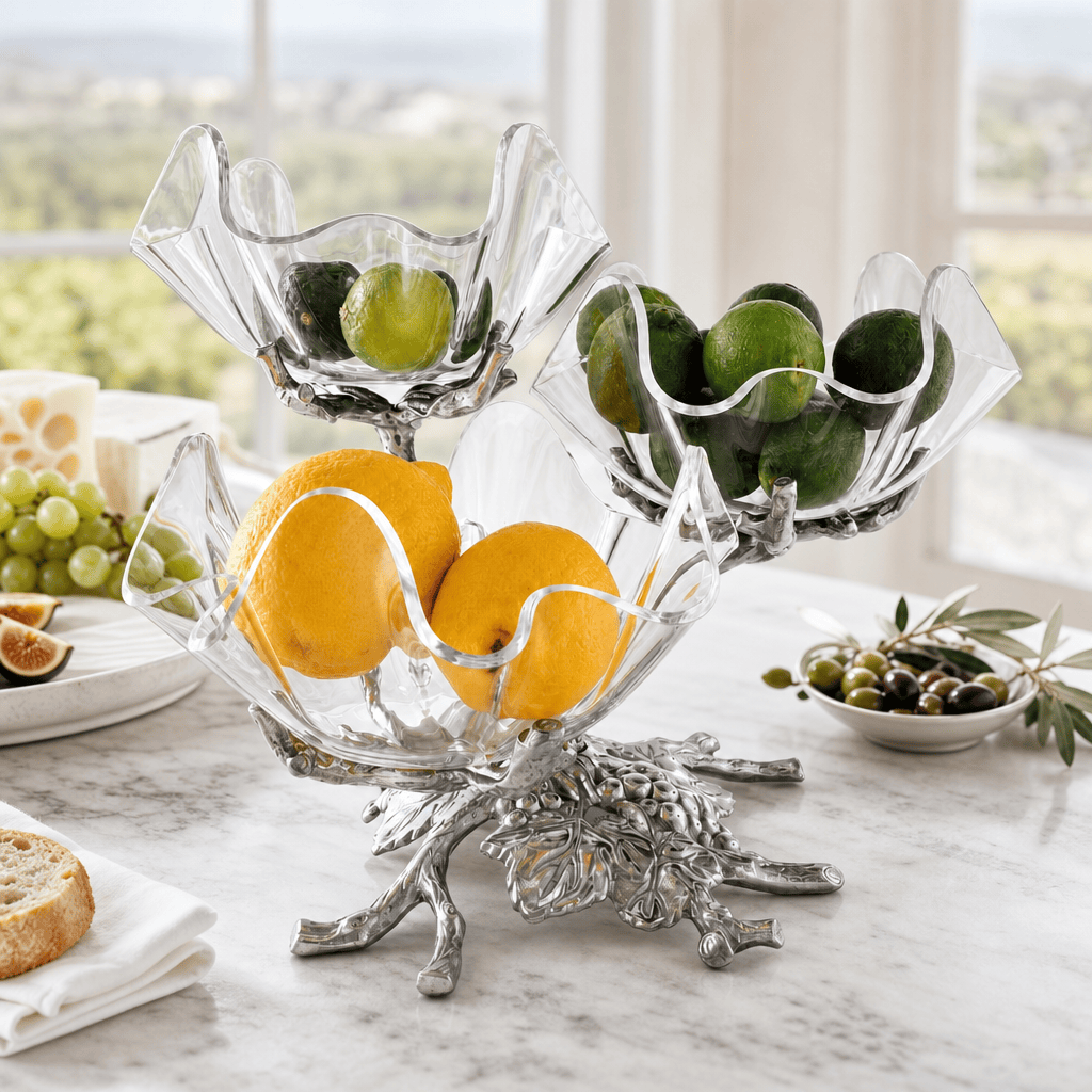 Arthur Court Grape Grape Acrylic Bowls 3-Tiered Stand