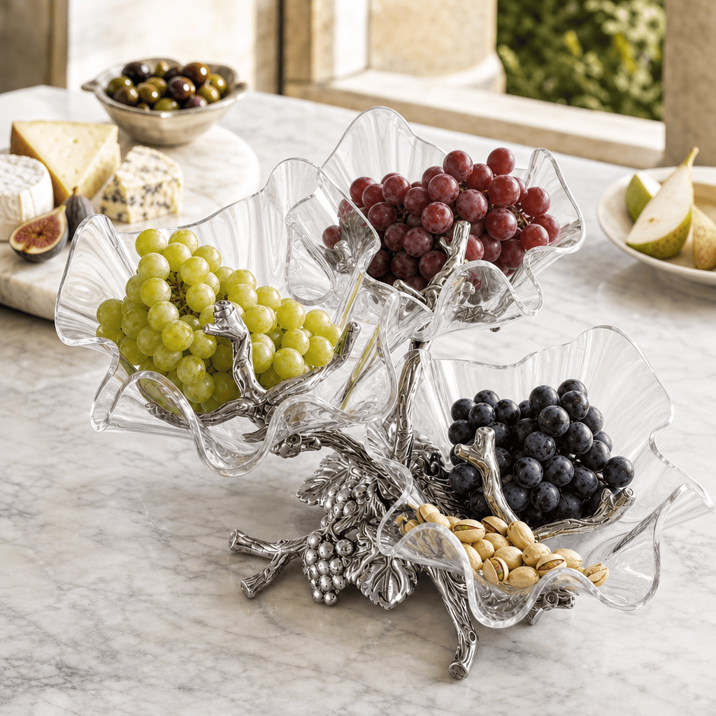 Arthur Court Grape Grape Acrylic Bowls 3-Tiered Stand