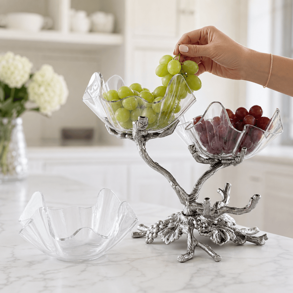 Arthur Court Grape Grape Acrylic Bowls 3-Tiered Stand