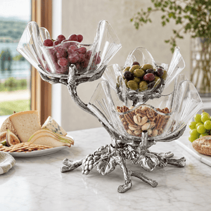 Arthur Court Grape Grape Acrylic Bowls 3-Tiered Stand