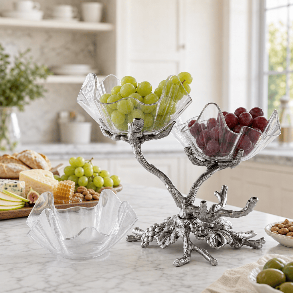 Arthur Court Grape Grape Acrylic Bowls 3-Tiered Stand