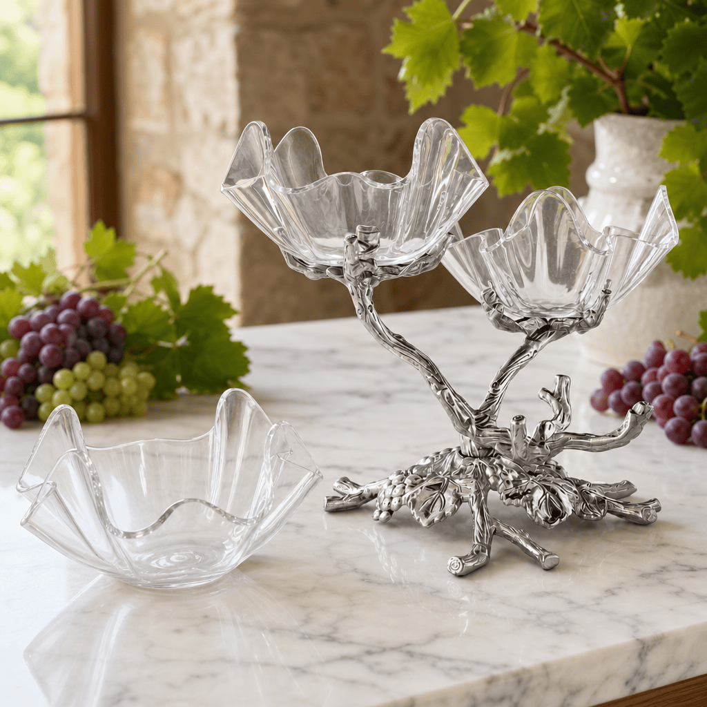Arthur Court Grape Grape Acrylic Bowls 3-Tiered Stand
