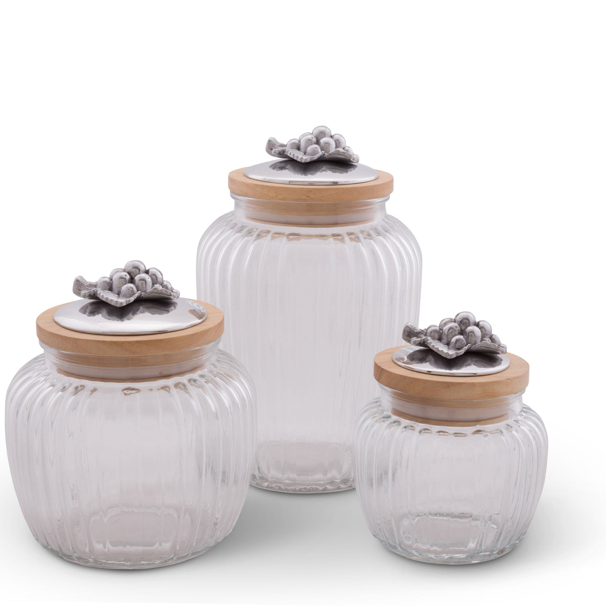 Arthur Court Grape Grape Knob Glass Canisters