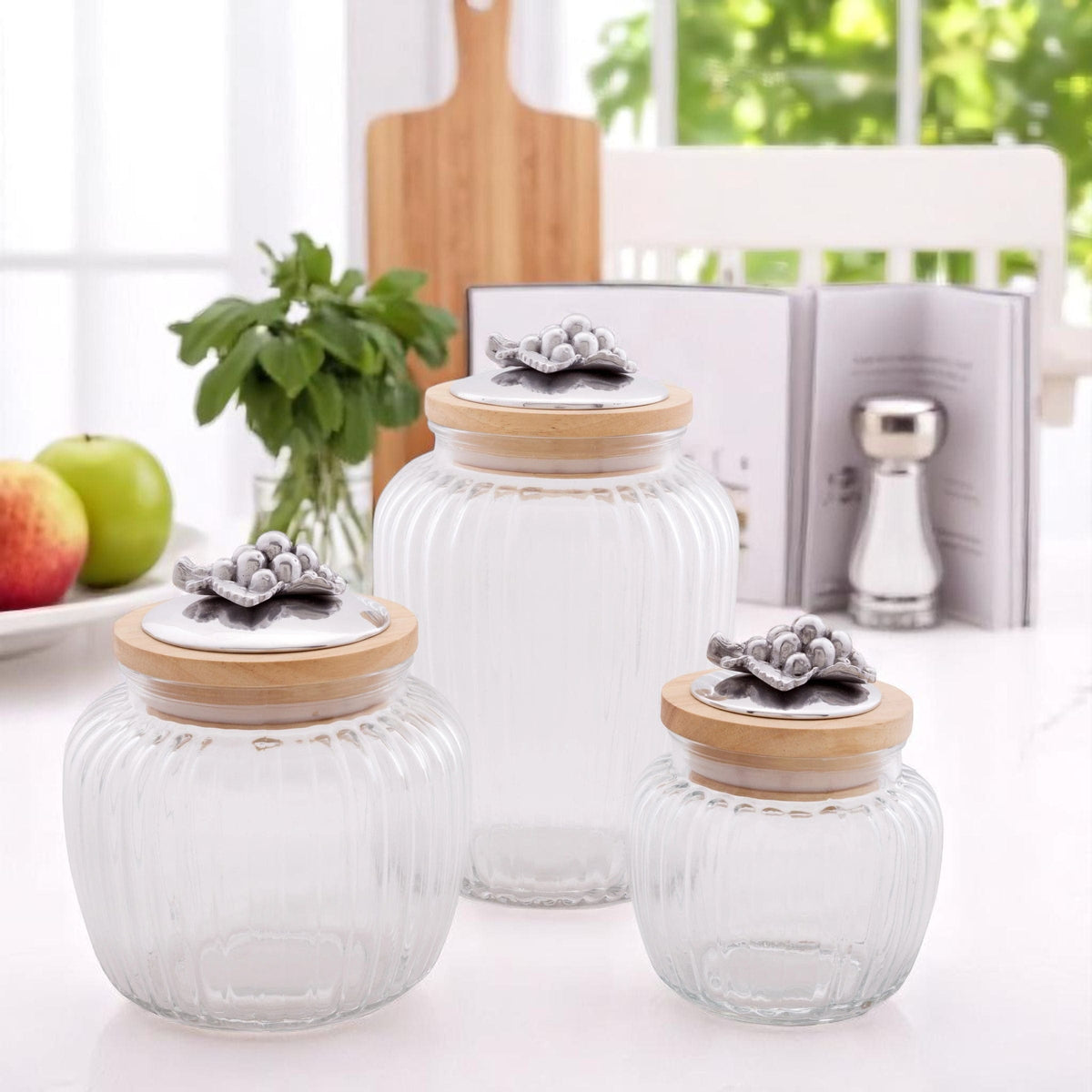 Arthur Court Grape Grape Knob Glass Canisters