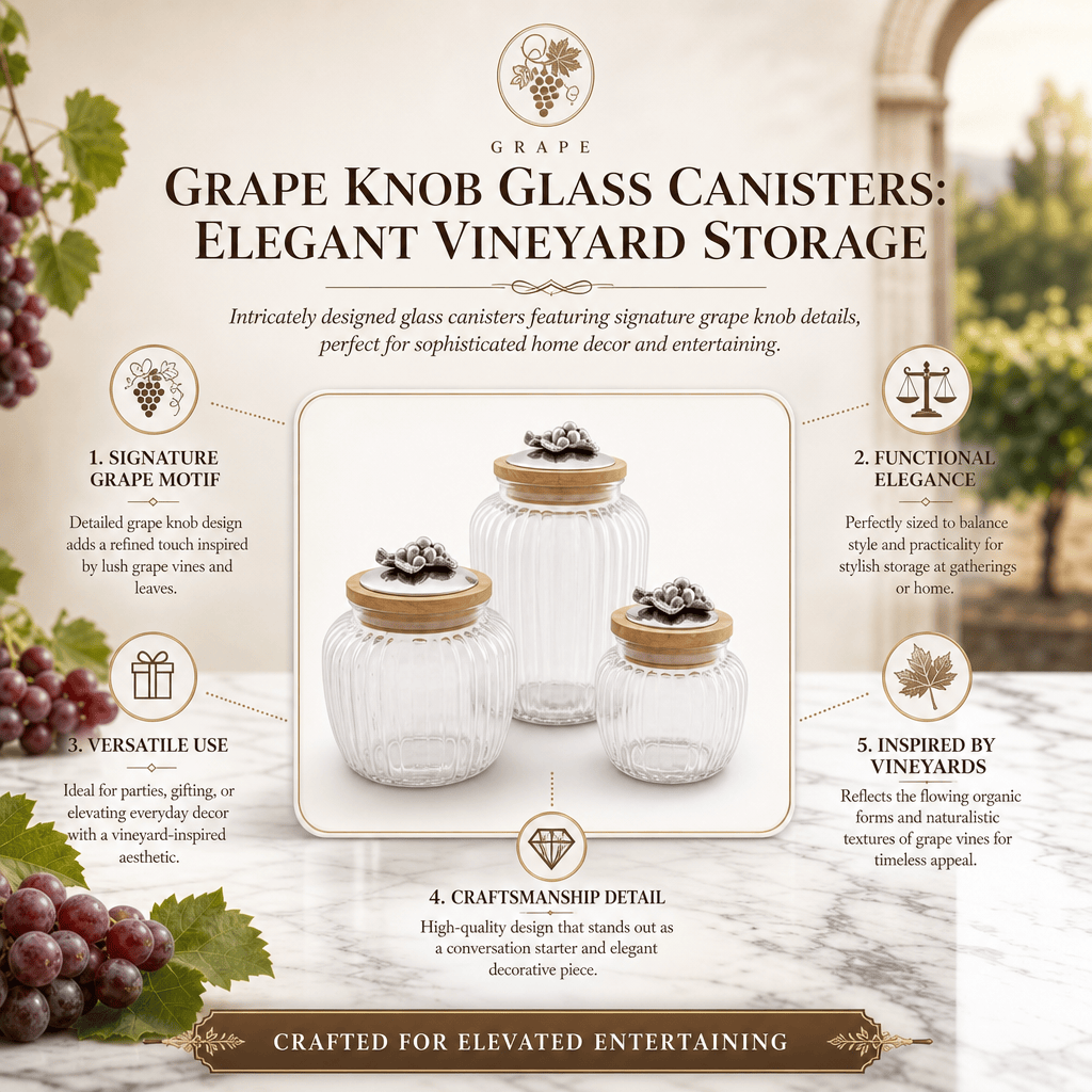 Arthur Court Grape Grape Knob Glass Canisters