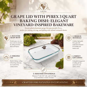 Arthur Court Grape Grape Lid with Pyrex 3 quart Baking Dish