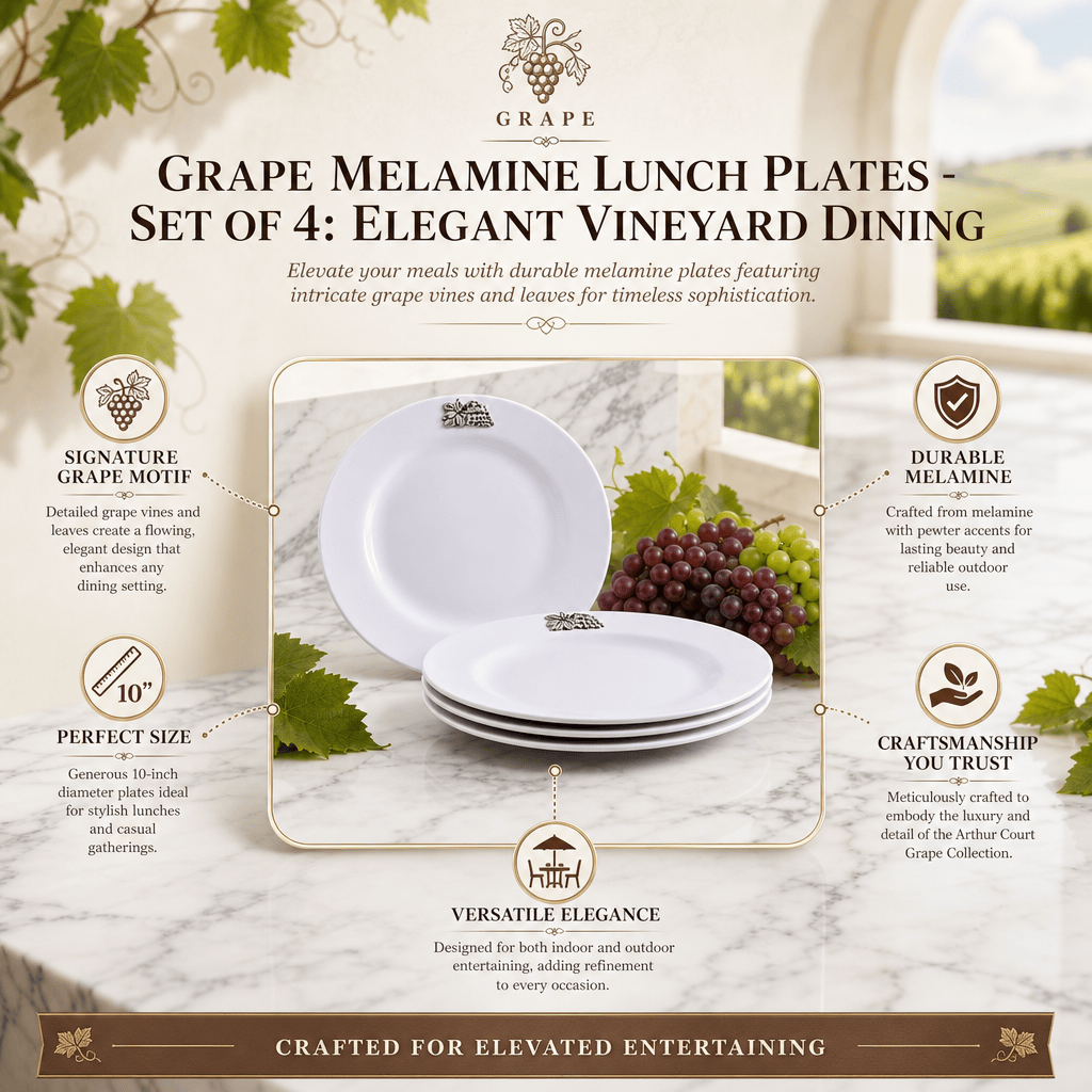 Arthur Court Grape Grape Melamine Lunch Plates - Set of 4