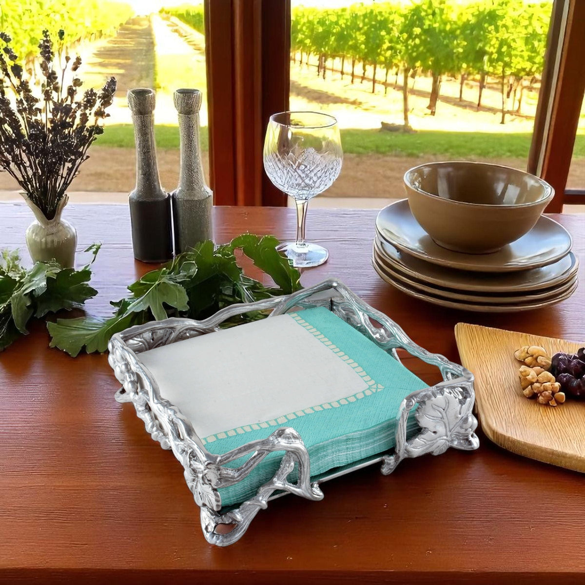 Arthur Court Grape Grape Open Vine Napkin Box