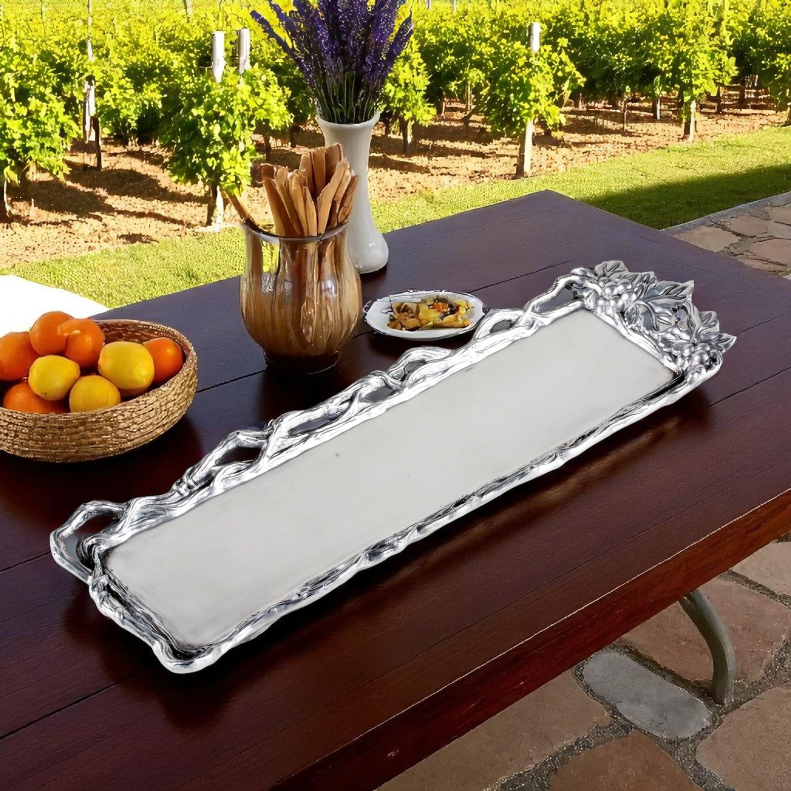 Arthur Court Grape Grape Open Vine Oblong Tray