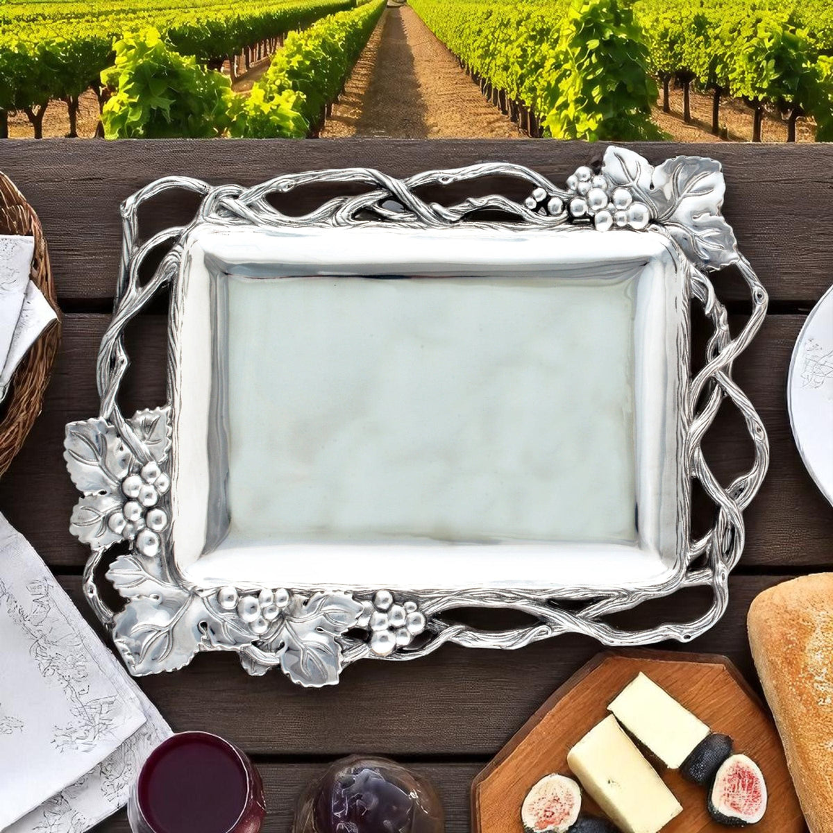 Arthur Court Grape Grape Open Vine Rectangle Tray