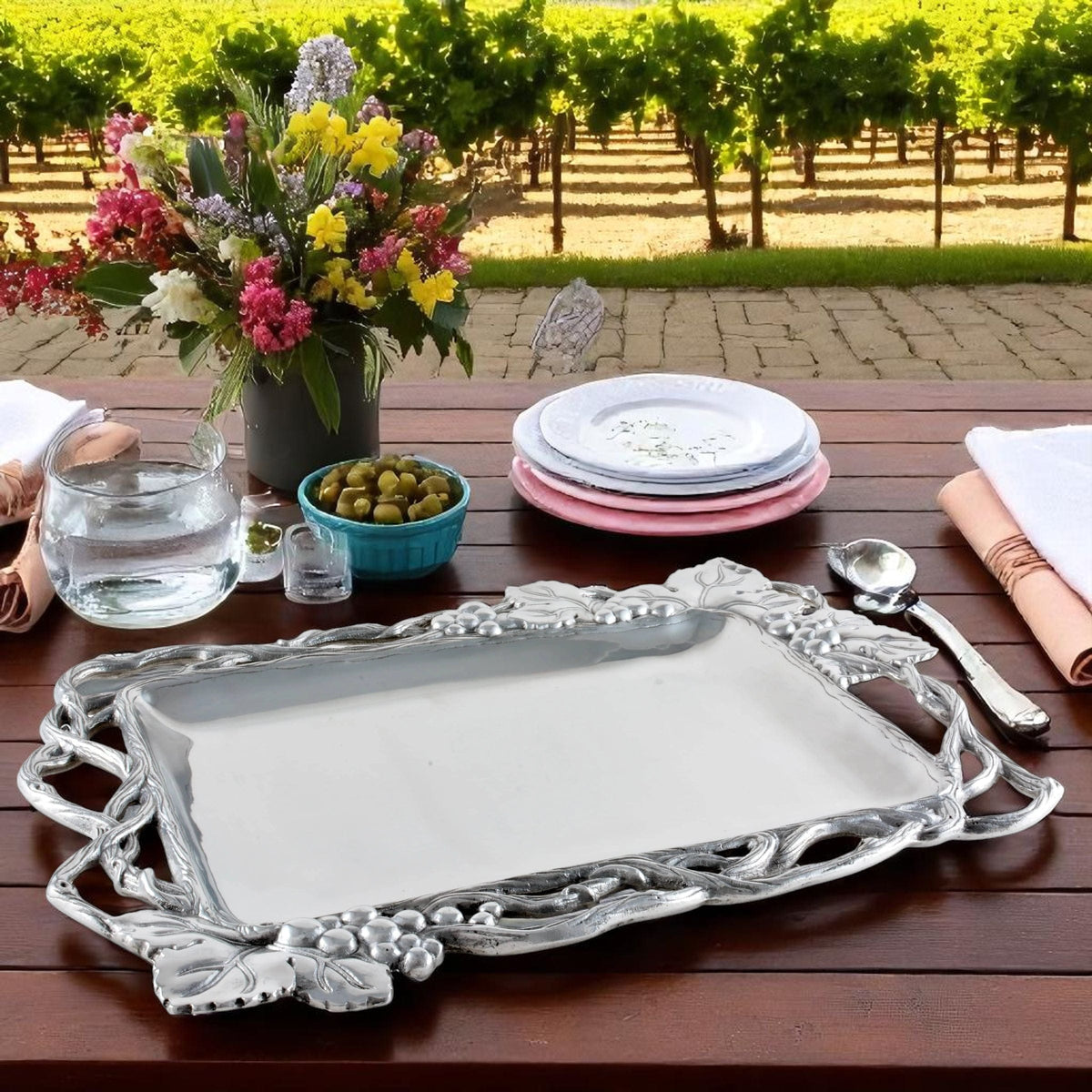 Arthur Court Grape Grape Open Vine Rectangle Tray