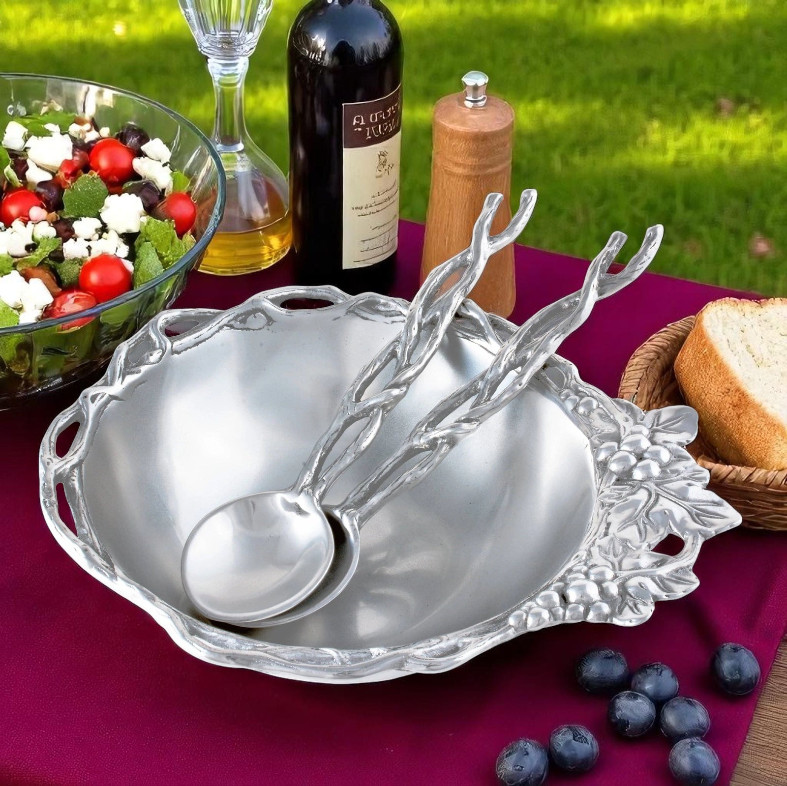 Arthur Court Grape Grape Open Vine Salad Set 3-Pc