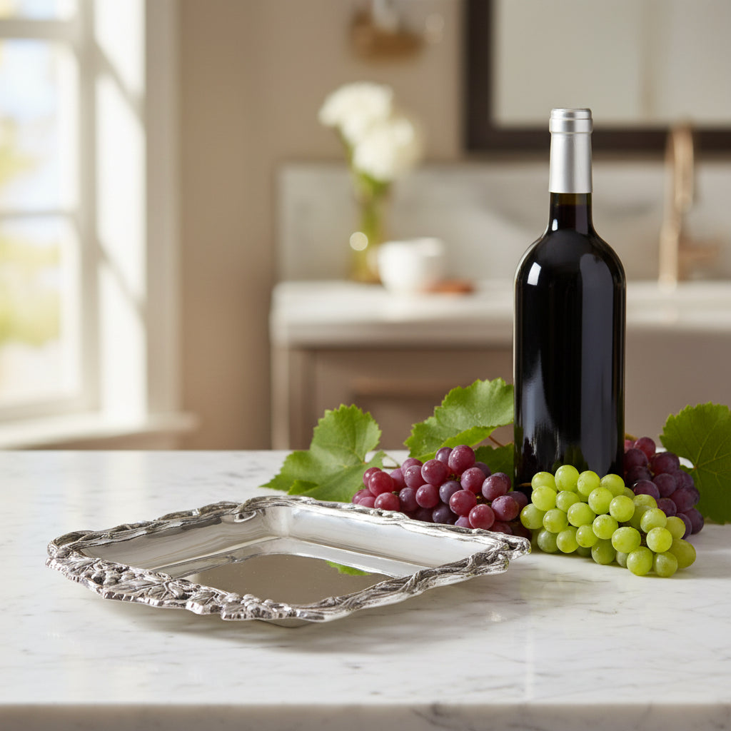 Arthur Court Grape Grape Open Vine Square Tray 12