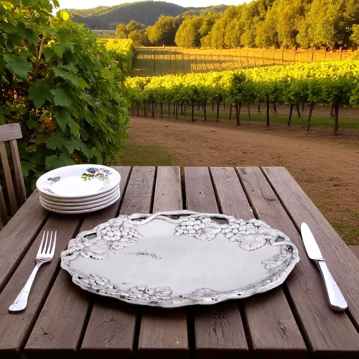 Arthur Court Grape Grape Round Tray 15