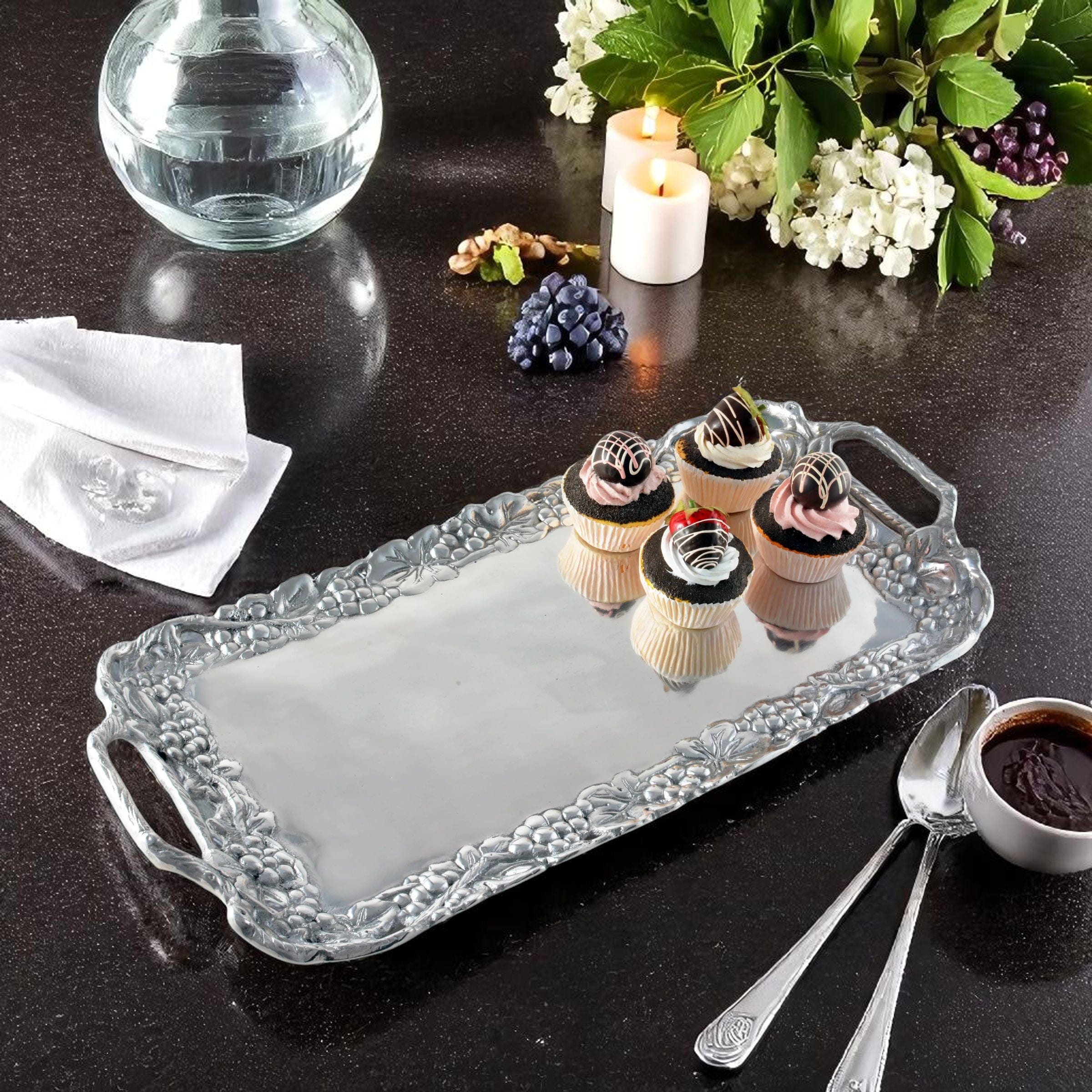 Beautiful Grape Designed Serving Tray: Ideal Anniversary Gift