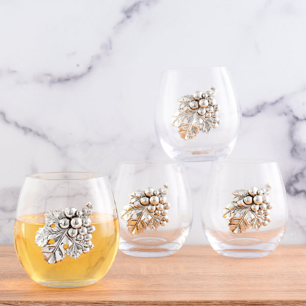 Grape Stemless Wine Glasses