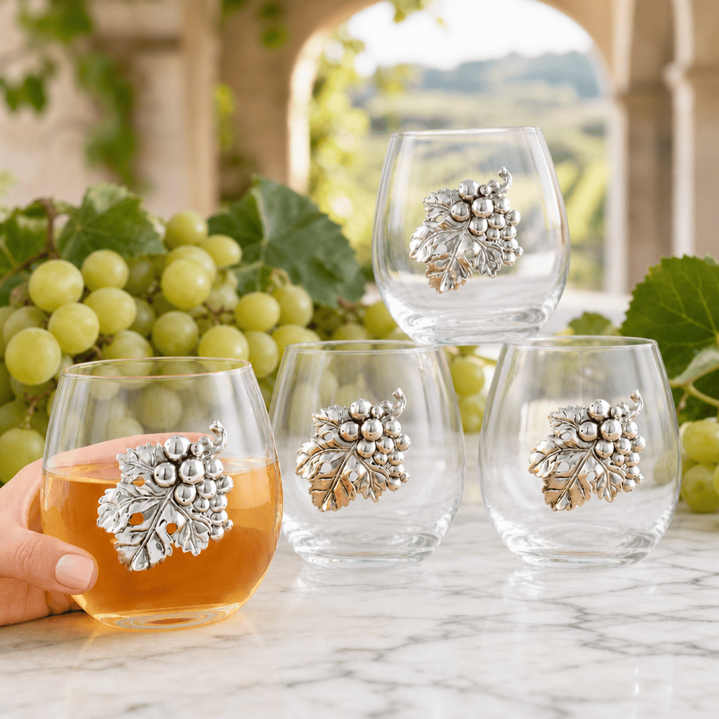 Arthur Court Grape Grape Stemless Wine Glasses - Set of 4