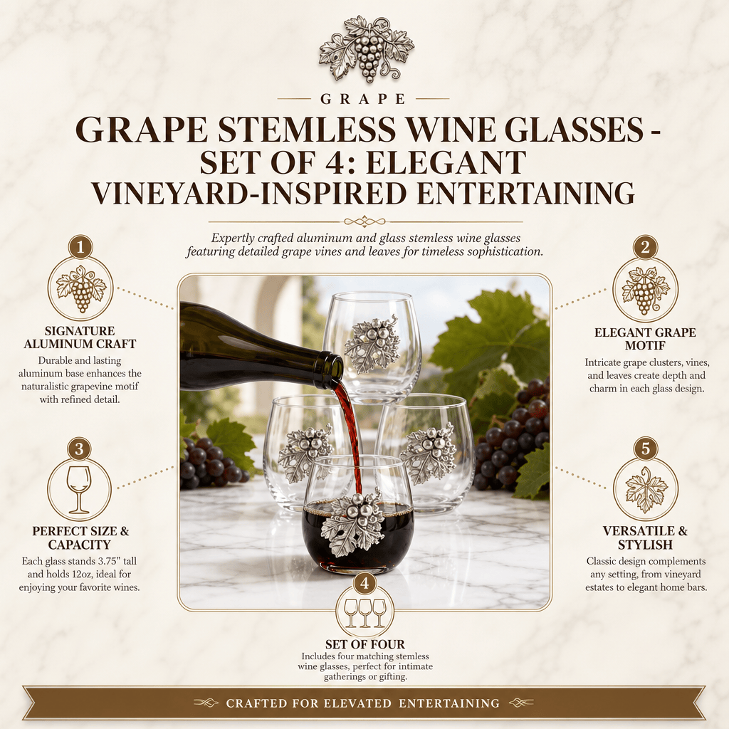 Arthur Court Grape Grape Stemless Wine Glasses - Set of 4