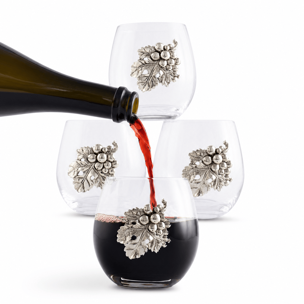 Arthur Court Grape Grape Stemless Wine Glasses - Set of 4