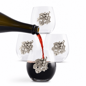 Arthur Court Grape Grape Stemless Wine Glasses - Set of 4