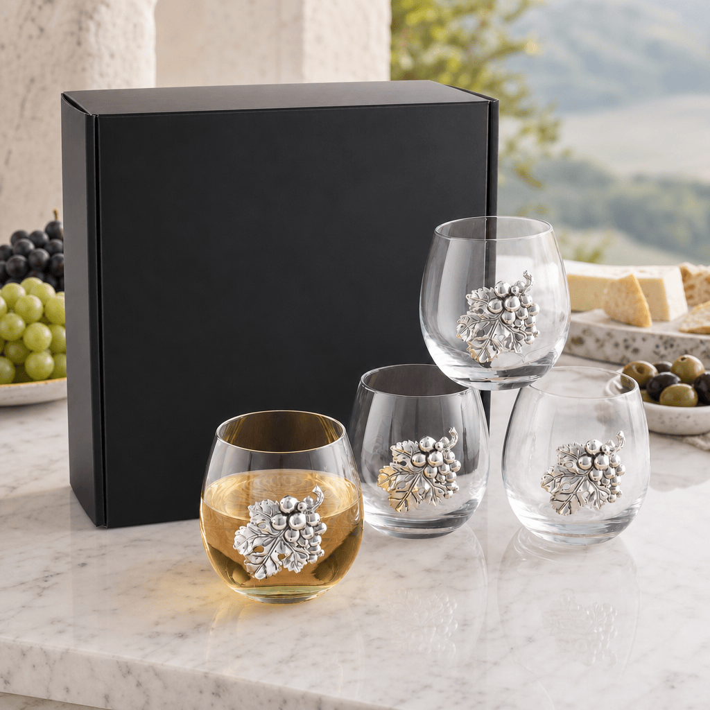 Arthur Court Grape Grape Stemless Wine Glasses - Set of 4