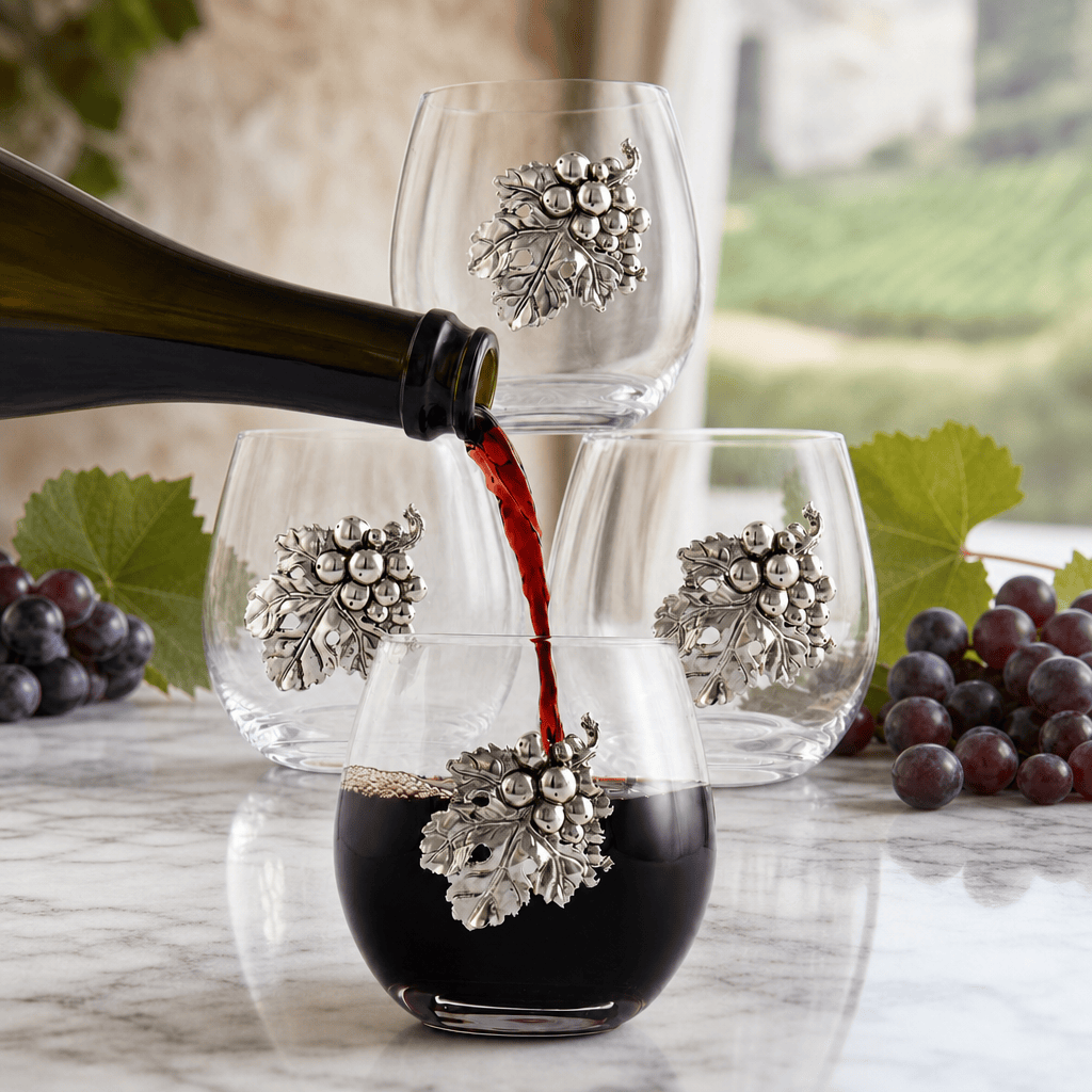 Arthur Court Grape Grape Stemless Wine Glasses - Set of 4