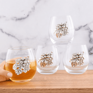 Arthur Court Grape Grape Stemless Wine Glasses - Set of 4
