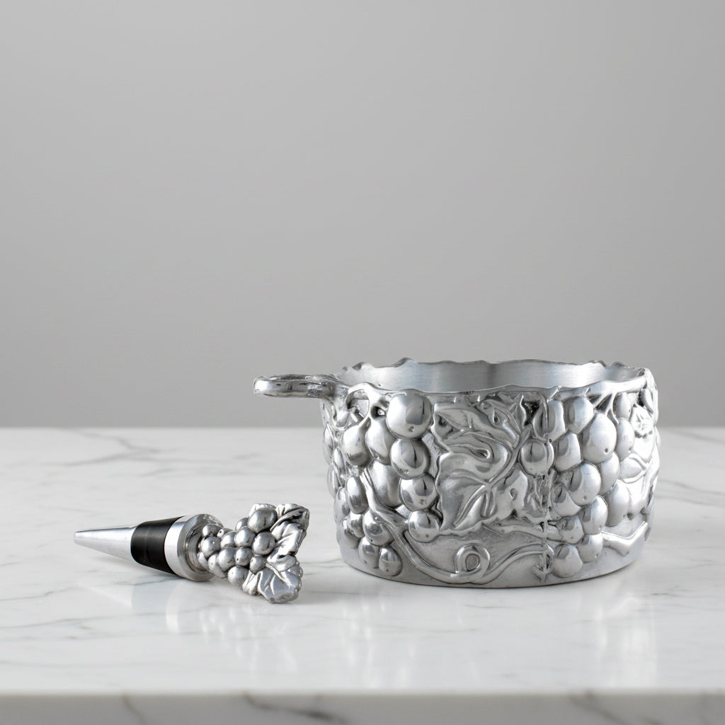 Arthur Court Grape Grape Wine Caddy and Stopper Set