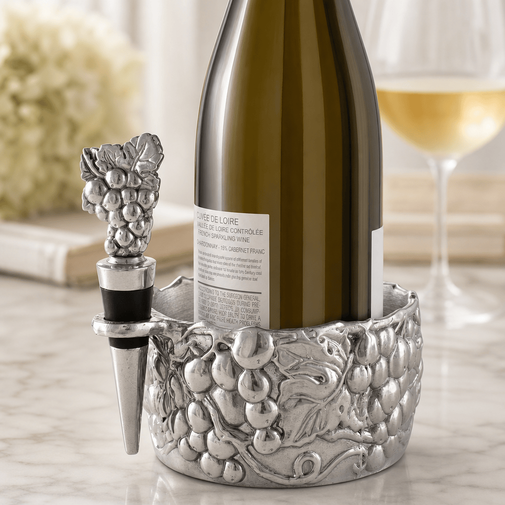 Arthur Court Grape Grape Wine Caddy and Stopper Set