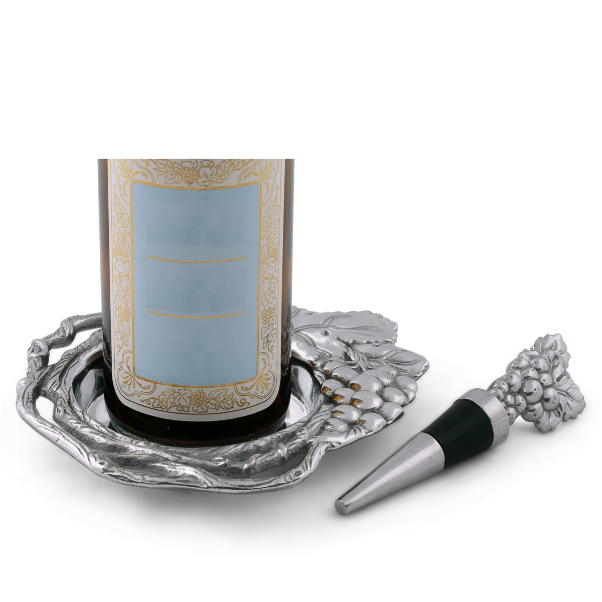 Arthur Court Grape Grape Wine Coaster and Stopper Set