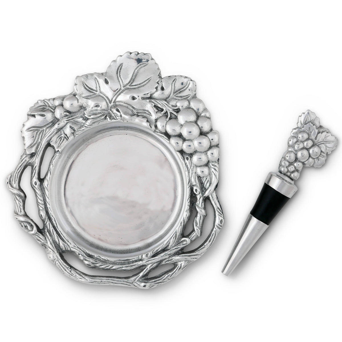 Arthur Court Grape Grape Wine Coaster and Stopper Set