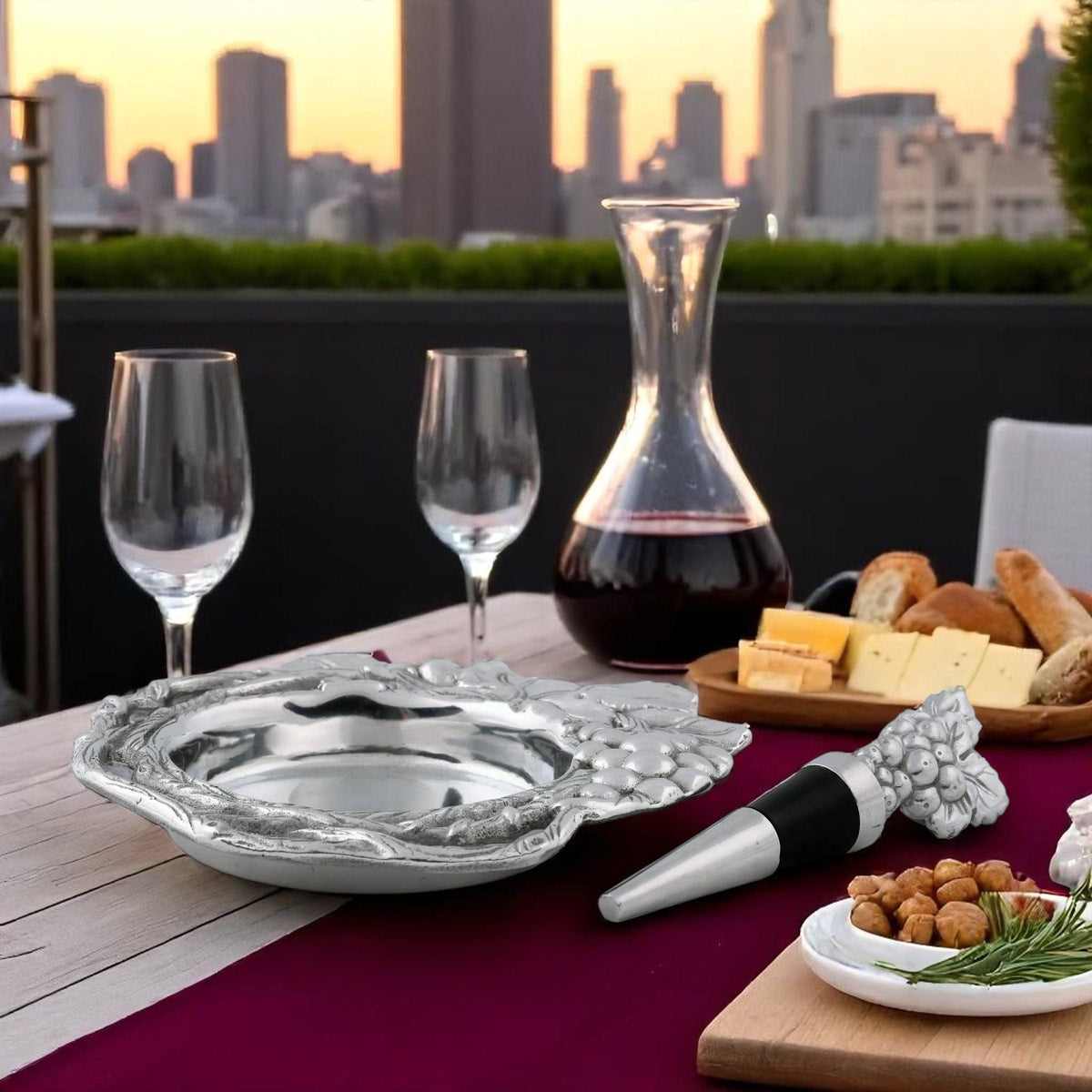 Arthur Court Grape Grape Wine Coaster and Stopper Set