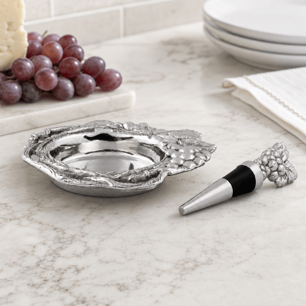Arthur Court Grape Grape Wine Coaster and Stopper Set