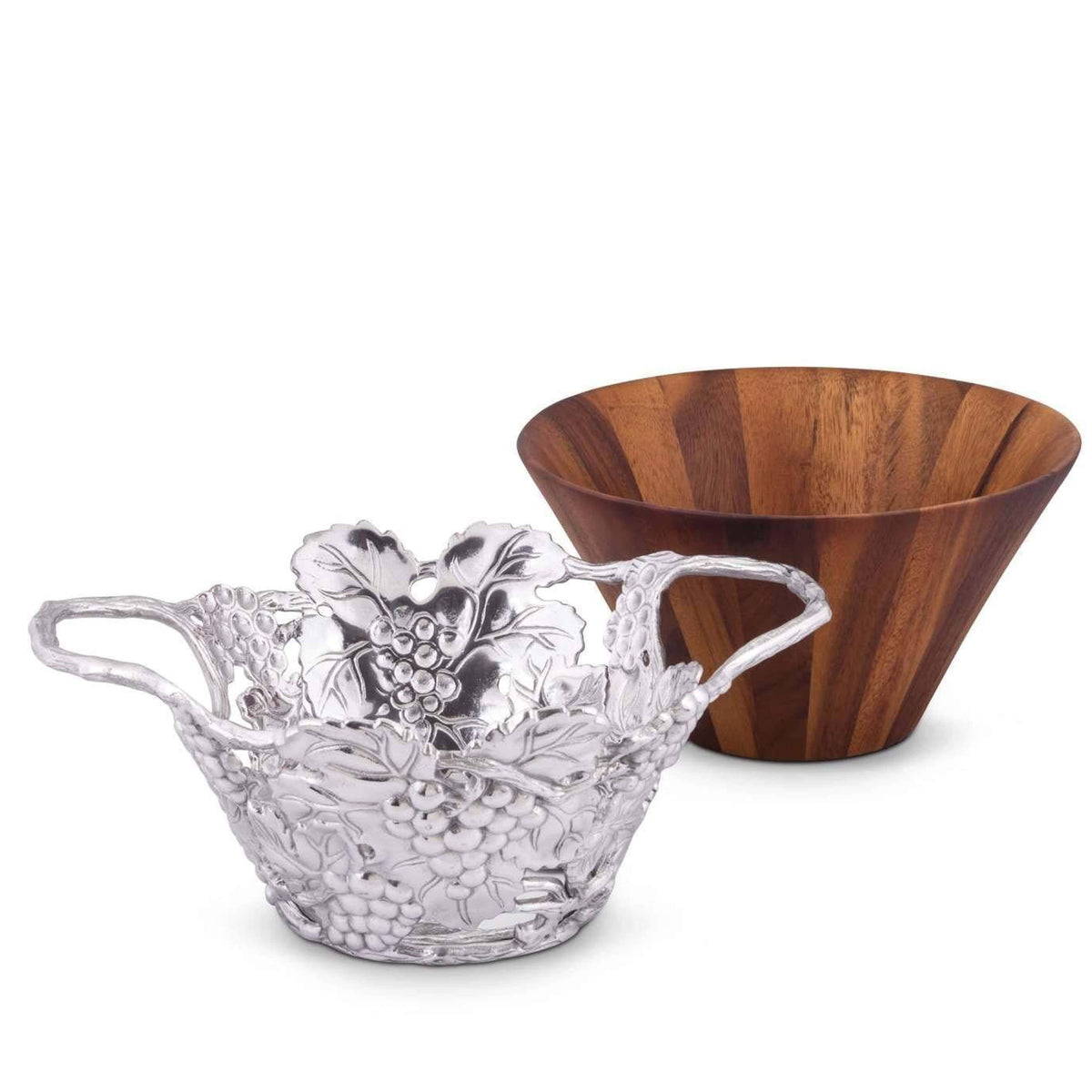 Arthur Court Grape Grape Wood Tall Salad Bowl