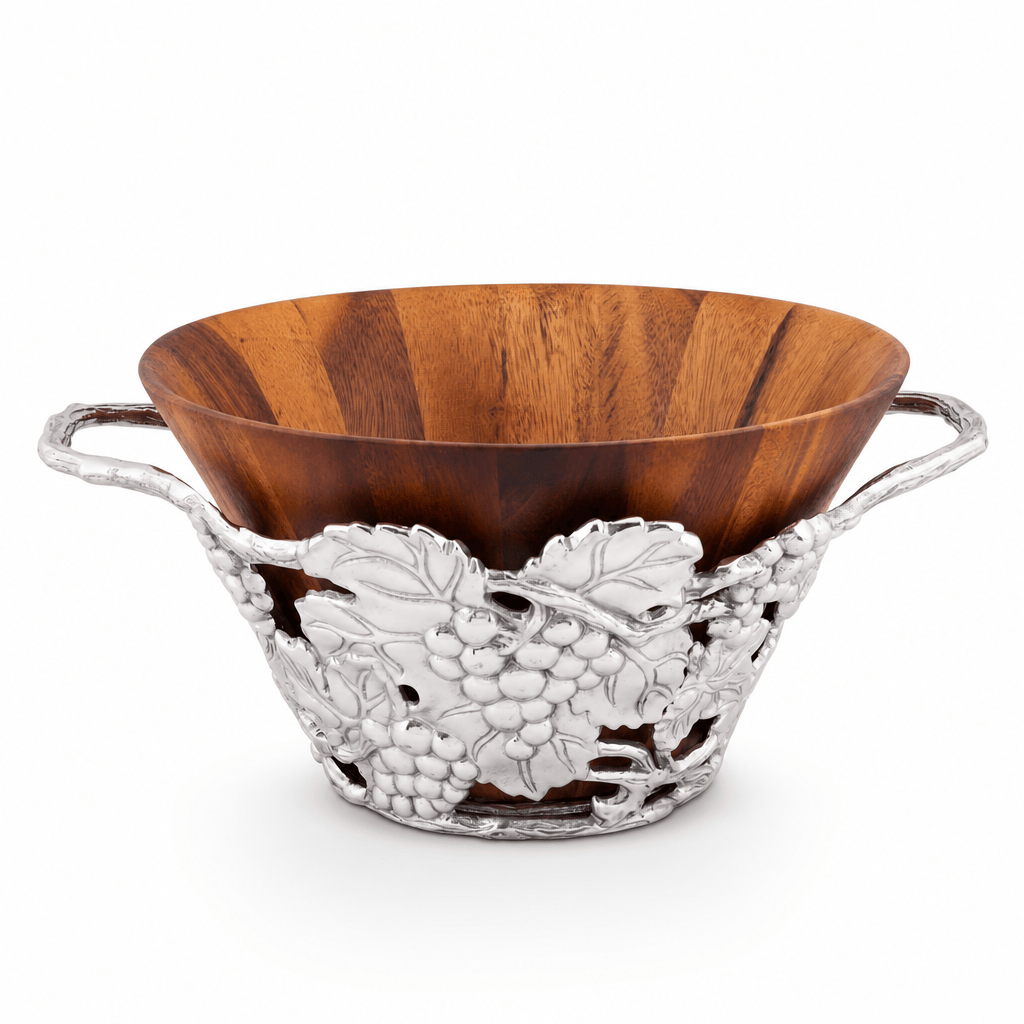 Arthur Court Grape Grape Wood Tall Salad Bowl