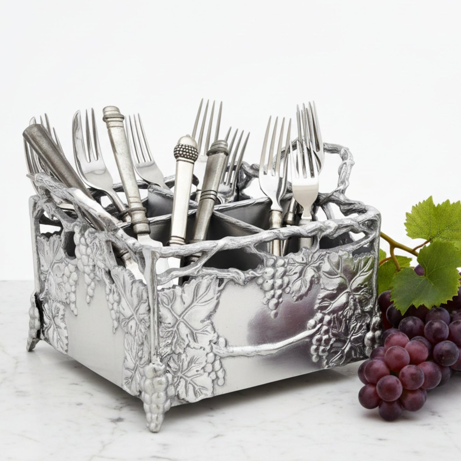 Arthur Court Grape Grapevine Flatware Caddy