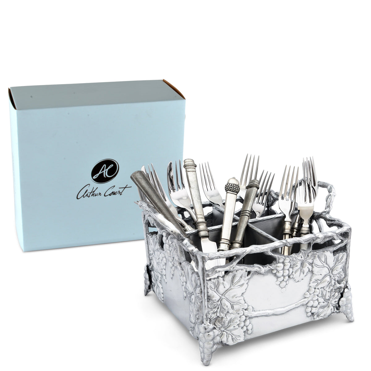 Arthur Court Grape Grapevine Flatware Caddy