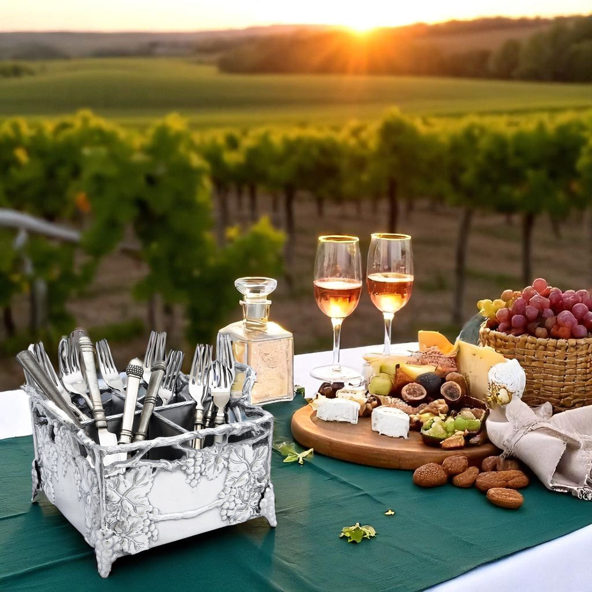 Arthur Court Grape Grapevine Flatware Caddy