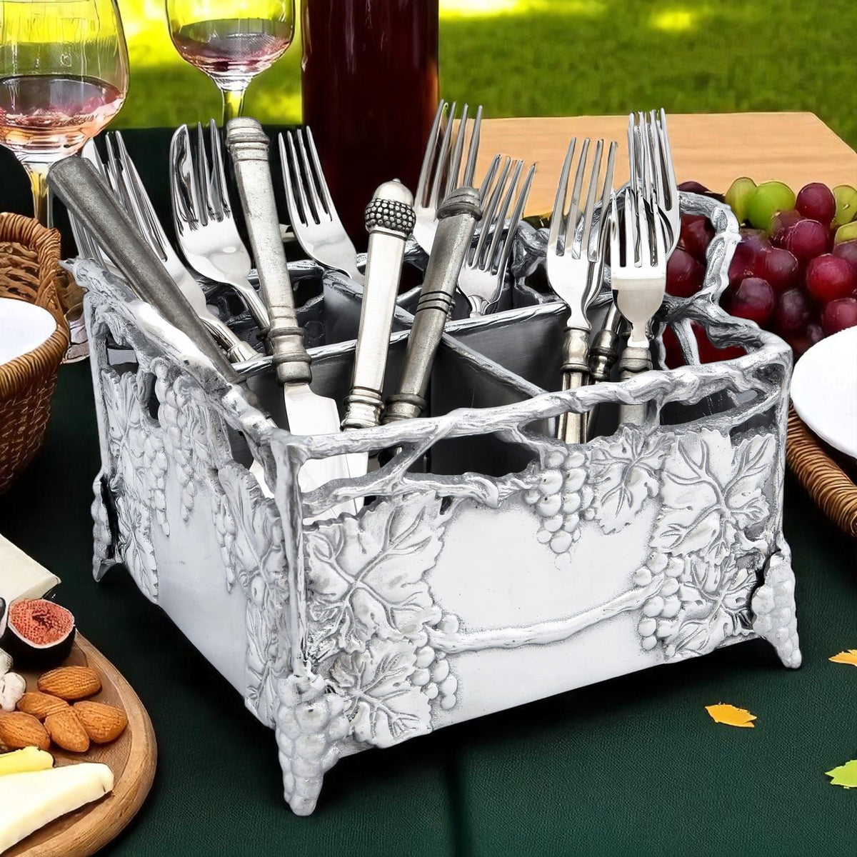 Arthur Court Grape Grapevine Flatware Caddy
