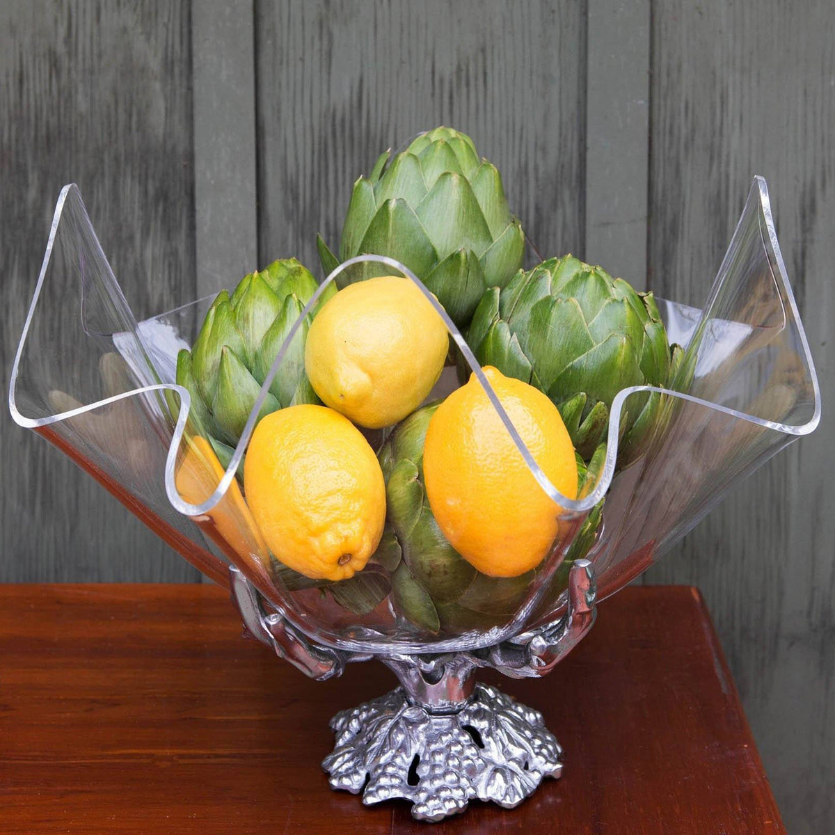 Arthur Court Grape Grapevine Stand Acrylic Bowl 14